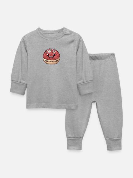 Nett-Brötchen | Mett | Comic - Baby Schlafanzug - Grau meliert