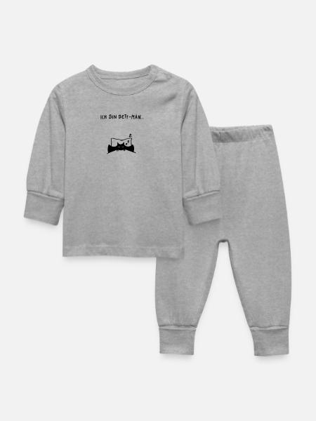 Ich bin Bett-Män - Baby Schlafanzug - Grau meliert