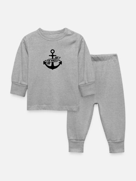 W'MNDE mein Heimat Hafen - Baby Schlafanzug - Grau meliert