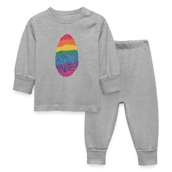 Conception d’art d’empreintes digitales arc-en-ciel coloré - Pyjama Bébé - gris chiné - Devant
