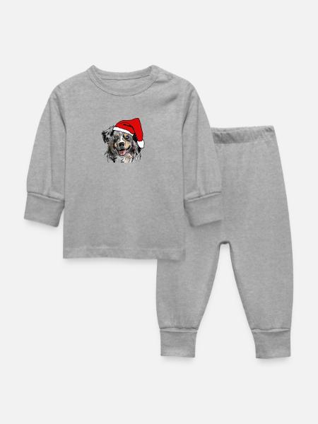 Australian Shepherd Aussie Weihnachten - Baby Schlafanzug - Grau meliert