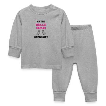 Sister in law Brother Schwester Belle Soeur Frère - Baby Sleepsuit - heather grey - Front