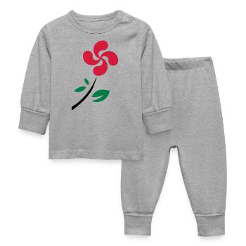 Fleur Basque - Pyjama Bébé - gris chiné - Devant