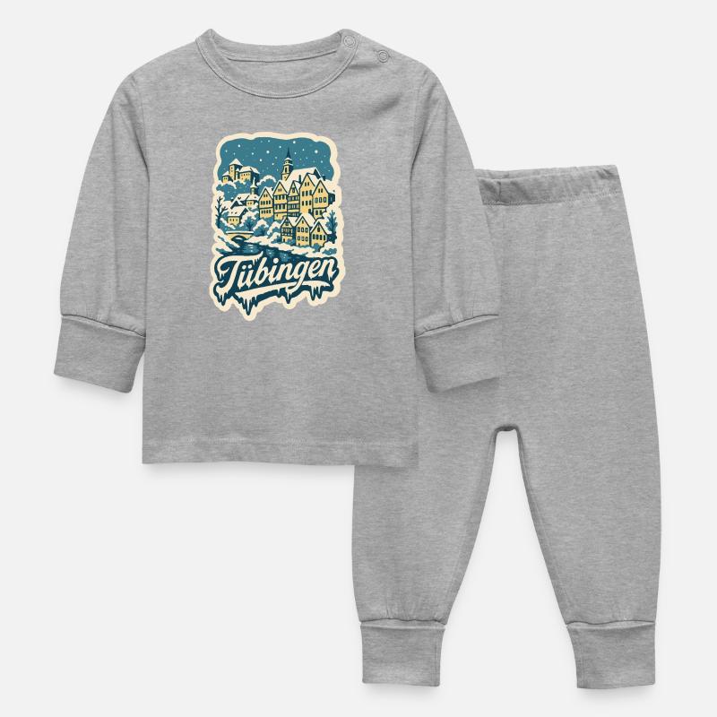 Hiver du Bade-Wurtemberg à Tübingen - Pyjama Bébé - gris chiné