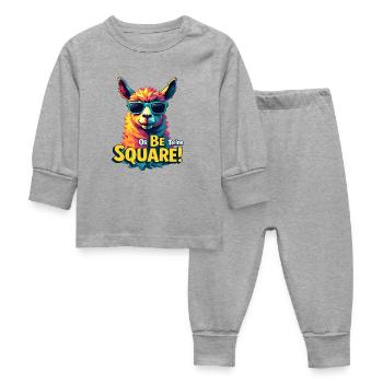 Be Teine or Be Square – Bold Llama Design - Baby Sleepsuit - heather grey - Front