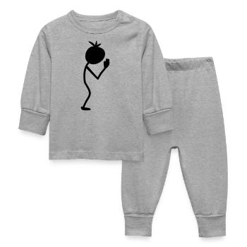 Namasté Stick Figure - Pyjama Bébé - gris chiné - Devant