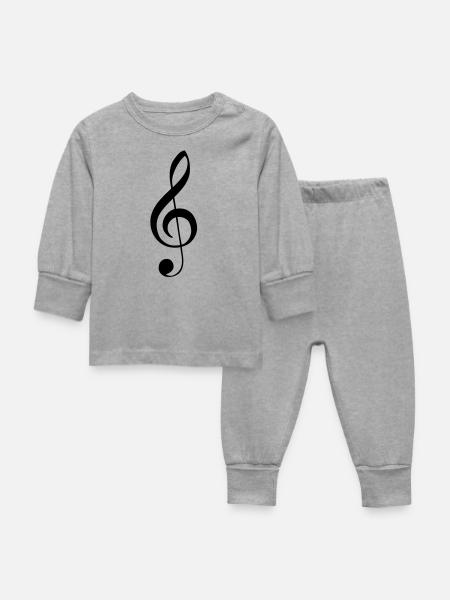 Notenschlüssel Violinschlüssel - Baby Schlafanzug - Grau meliert