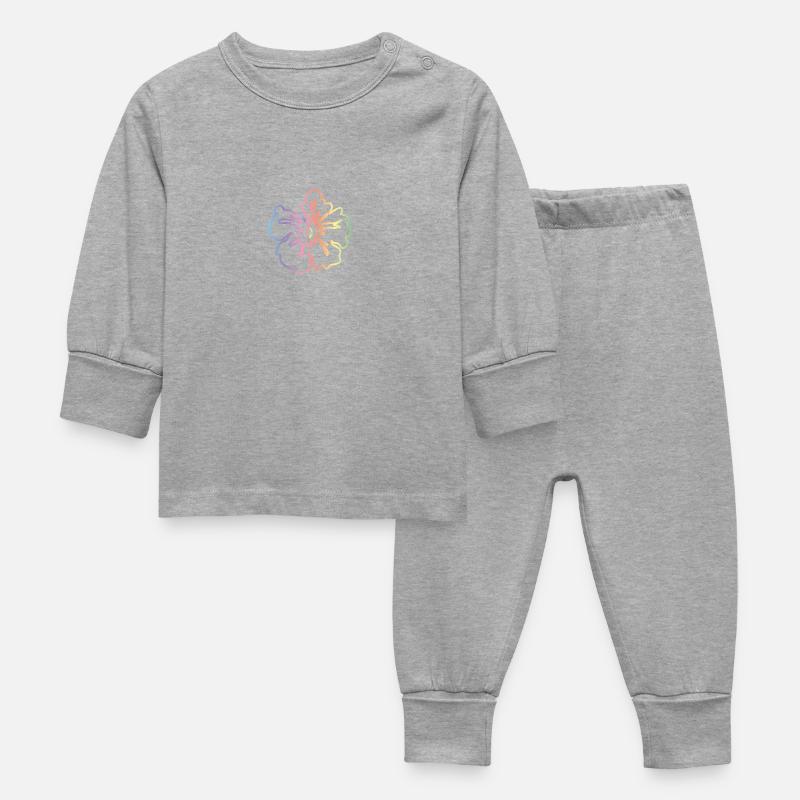 Hibiscus Arc-en-ciel Pastel - Pyjama Bébé - gris chiné