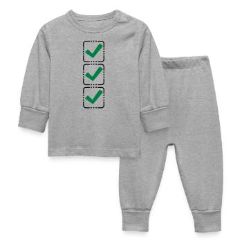 3 hook buttons - Baby Sleepsuit - heather grey - Front