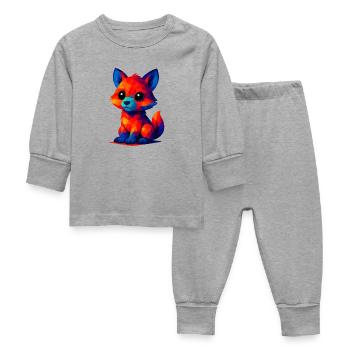 WPAP Polygon Kawaii Stil Baby Fuchs - Baby Schlafanzug - Grau meliert - Vorne
