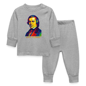 WPAP Polygon Portrait Robert Schumann Compositeur - Pyjama Bébé - gris chiné - Devant
