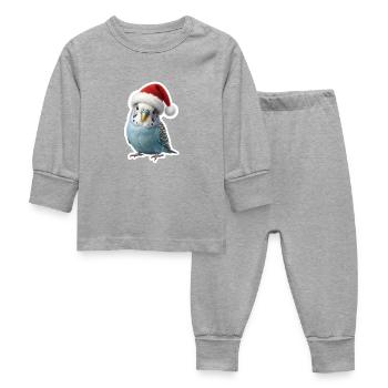 Perruche bleue chantant des chants de Noël - Pyjama Bébé - gris chiné - Devant