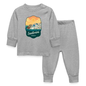 Insigne rétro Sunset des Dômes Bleus de Santorin - Pyjama Bébé - gris chiné - Devant