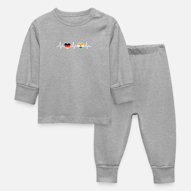 Inde Allemagne Battement de cœur Drapeau Indien - Pyjama Bébé - gris chiné