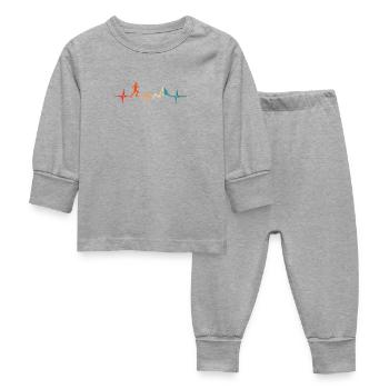 Trail Running Herzschlag Joggen Jogger Berglauf - Baby Schlafanzug - Grau meliert - Vorne