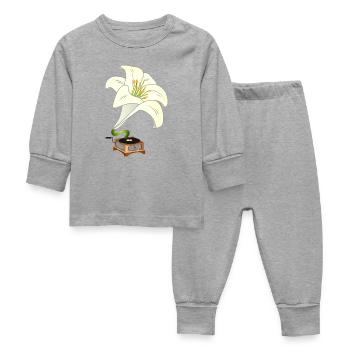 Le lys comme gramophone – Design floral nostalgique - Pyjama Bébé - gris chiné - Devant