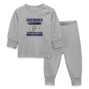 I'm not addicted to cooking - Baby Sleepsuit - heather grey - Front