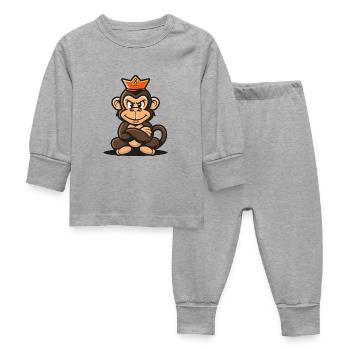 Couronne de dessin animé de singe - Pyjama Bébé - gris chiné - Devant
