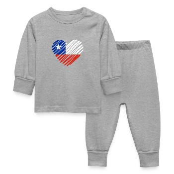 Chile Flagge Herz - Baby Schlafanzug - Grau meliert - Vorne