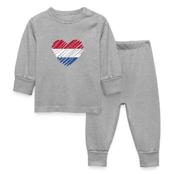 Drapeau des Pays-Bas Coeur Design - Pyjama Bébé - gris chiné - Devant