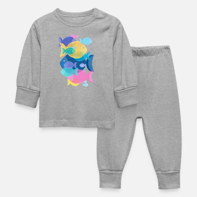 Pisces (Shoal, Pattern) - Baby Sleepsuit - heather grey
