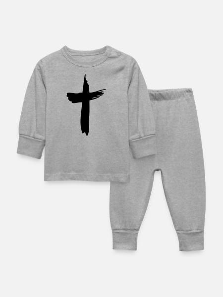 Jesus-Kreuz gemalt - Baby Schlafanzug - Grau meliert
