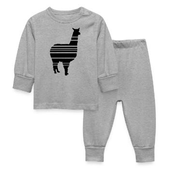 lama alpaca - Baby Schlafanzug - Grau meliert - Vorne