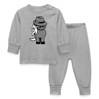 Cheval Gangster Chapeau Lunettes de soleil Criminal Cool - Pyjama Bébé - gris chiné - Devant