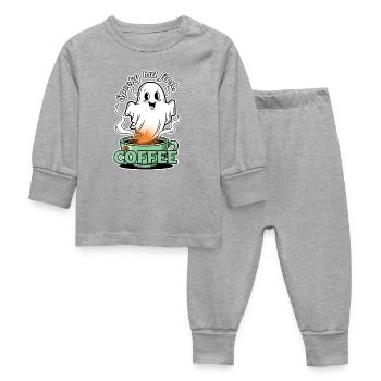 Motif de café effrayant avec de l'alcool de café - Pyjama Bébé - gris chiné - Devant