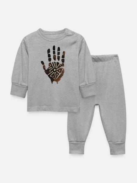 Hand Ritual Abbildung - Baby Schlafanzug - Grau meliert