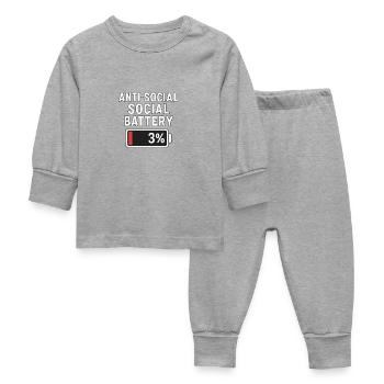 Anti-Social Battery - Baby Sleepsuit - heather grey - Front