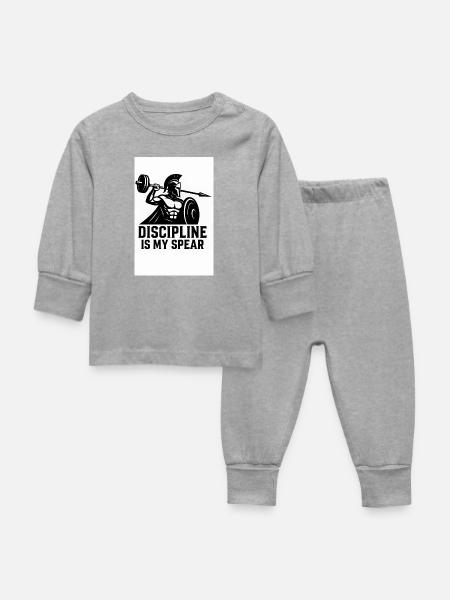 Spartan Discipline – Langhantel Speer - Baby Schlafanzug - Grau meliert
