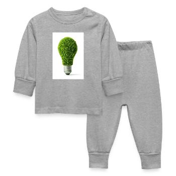 Leafy Glow Light Bulb Design - Baby Sleepsuit - heather grey - Front