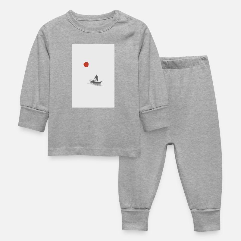 Eaux calmes – Scène de bateaux minimalistes - Pyjama Bébé - gris chiné