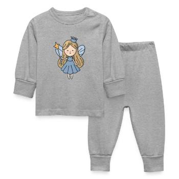 Süße Märchenprinzessin mit Zauberstab, Magical Girl Design - Baby Schlafanzug - Grau meliert - Vorne