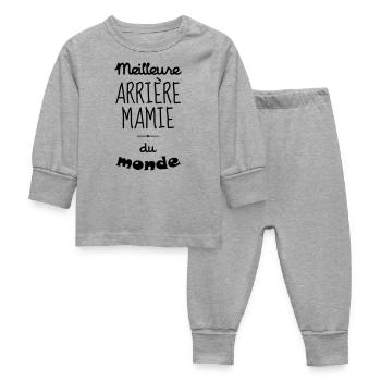Grandma Oma Großmütter Mamy Mamie Grand-Mère - Baby Sleepsuit - heather grey - Front