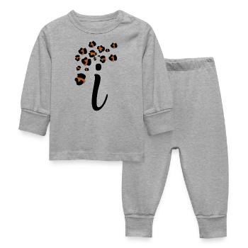 Lettre i motifs léopard - Pyjama Bébé - gris chiné - Devant