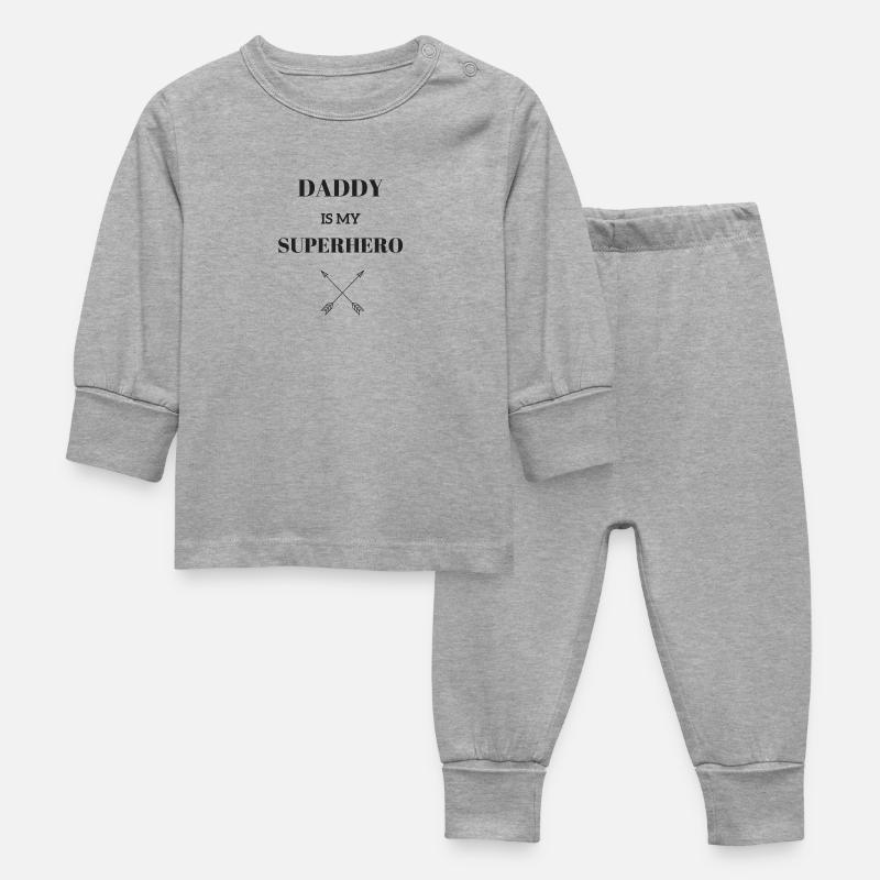 DADDY EST MON SUPERHERO / FLÈCHE - Pyjama Bébé - gris chiné