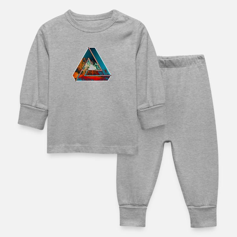 Penrose triangle illusion d'optique de couleur à motifs - Pyjama Bébé - gris chiné