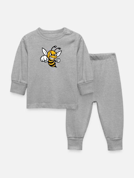 Biene mit Faust - Baby Schlafanzug - Grau meliert