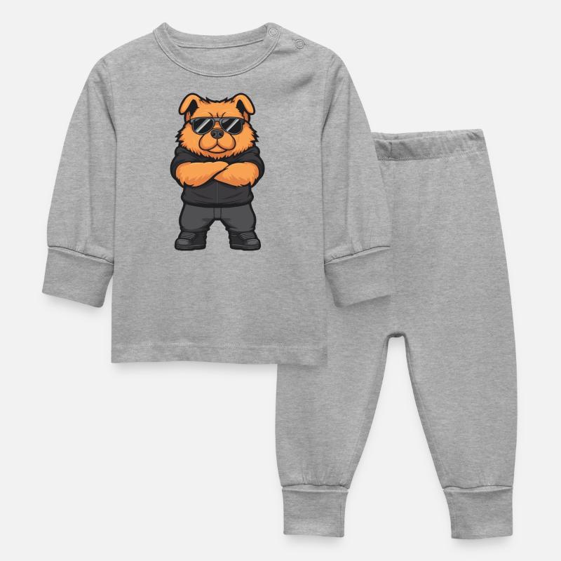 Chow Chow Chien Bande dessinée - Pyjama Bébé - gris chiné