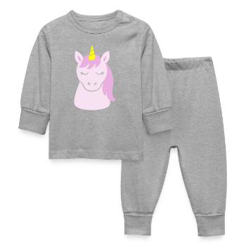 Cute unicorn with closed eyes - Baby Sleepsuit - heather grey - Front