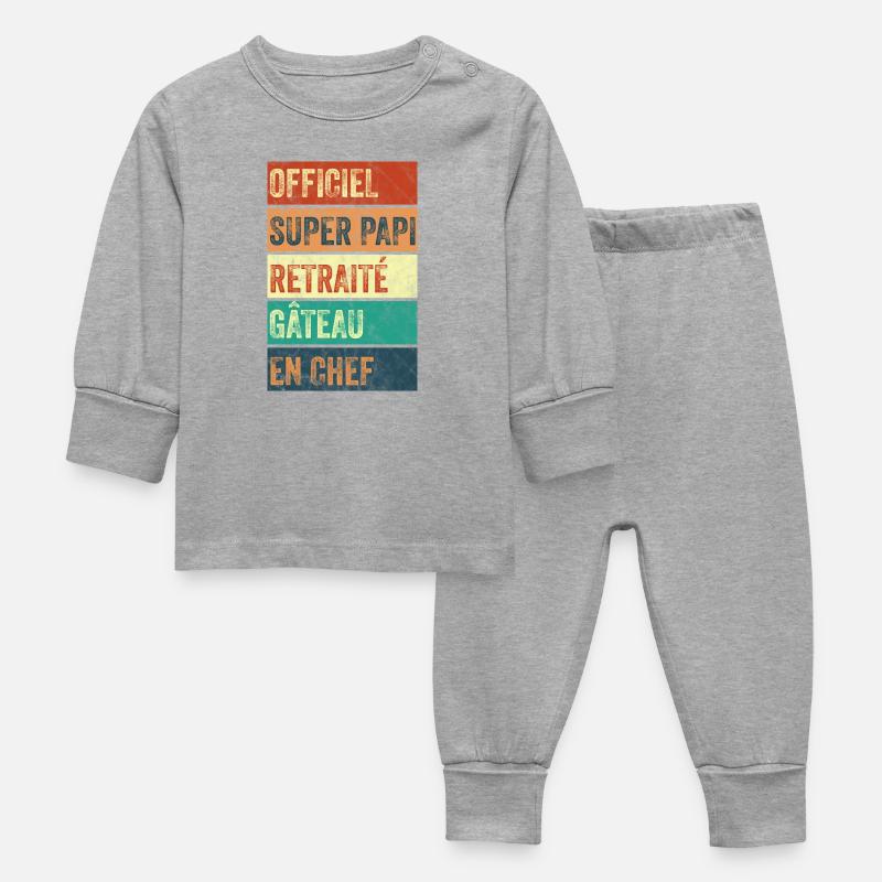 Super Papi Officiel - Pyjama Bébé - gris chiné