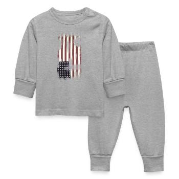USA Flag - Baby Sleepsuit - heather grey - Front