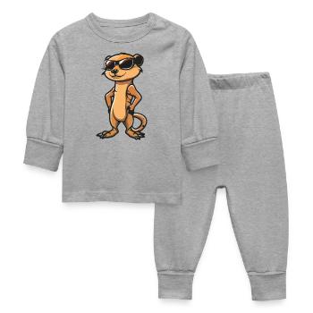 Meerkat Comic Cool - Baby Sleepsuit - heather grey - Front