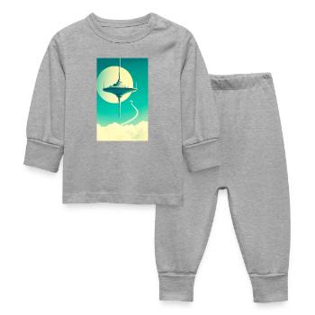 Städte beginnen über den Wolken zu schweben - Baby Schlafanzug - Grau meliert - Vorne