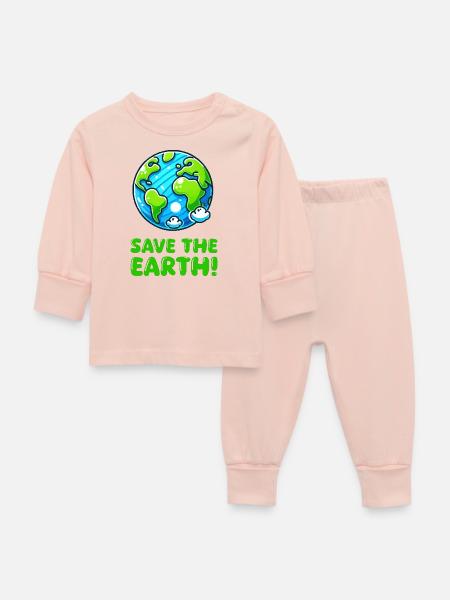 erde planet save the earth - Baby Schlafanzug - Kristallrosa