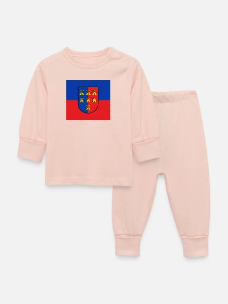 Siebenbürger-Wappen auf blaurotem Grund - Baby Schlafanzug - Kristallrosa