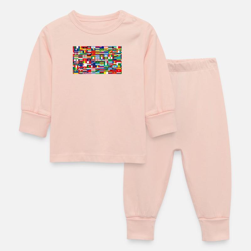Drapeaux du monde collage coloré - Pyjama Bébé - rose cristal