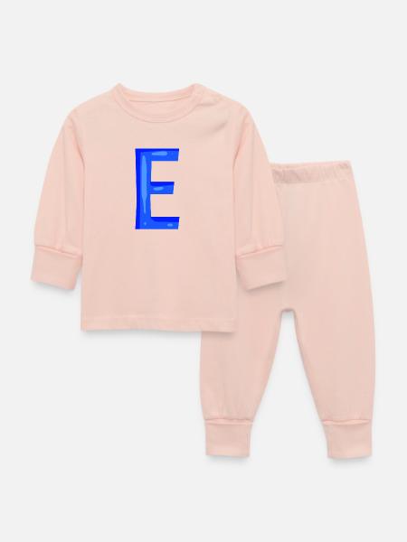 Buchstabe E Anfangsbuchstabe Blau - Baby Schlafanzug - Kristallrosa